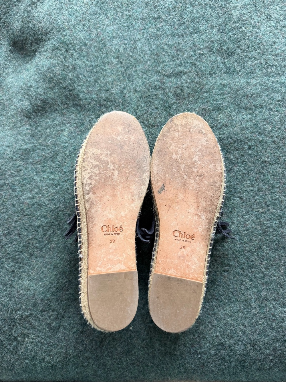 Chloe Navy Blue Suede Fringe Espadrilles Flats Size US 8 - Picture 3 of 5